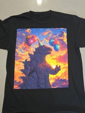Kids Black Godzilla Balloon Party Graphic Tee